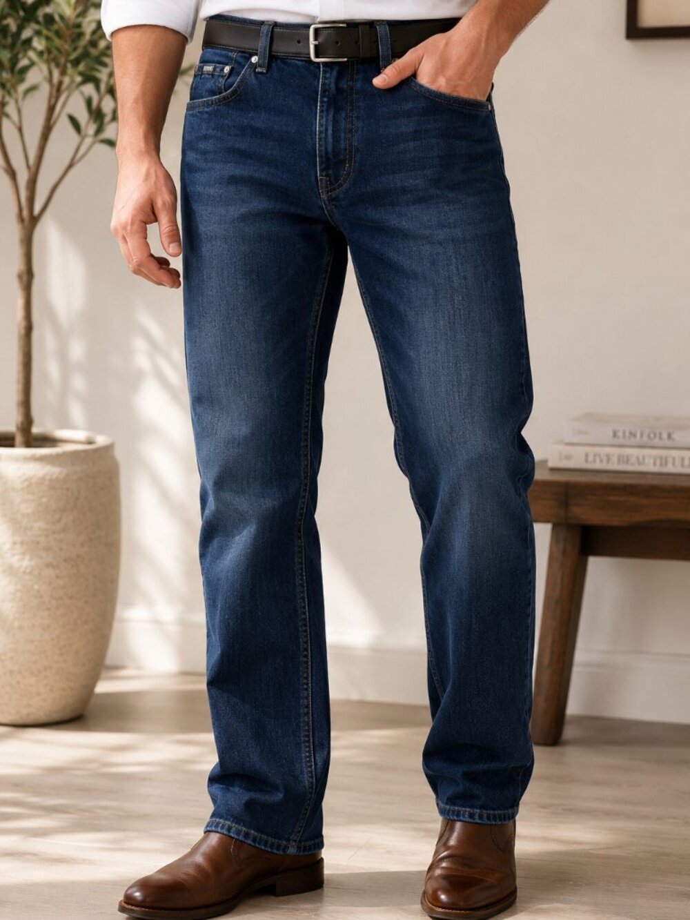 Hugo Boss Men's Jeans 36X34" Blue Cotton Denim Medium Wash Wide Leg Y2K